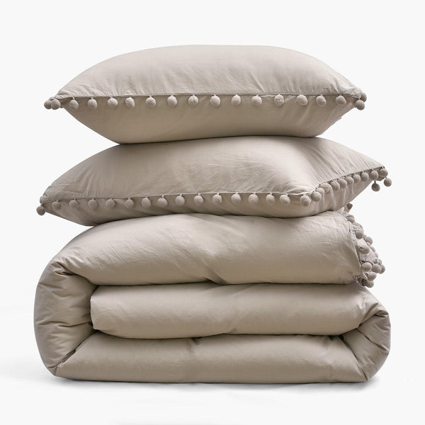 Ultra Soft Cotton Duvet Cover Set-Linen Pom - phfmart