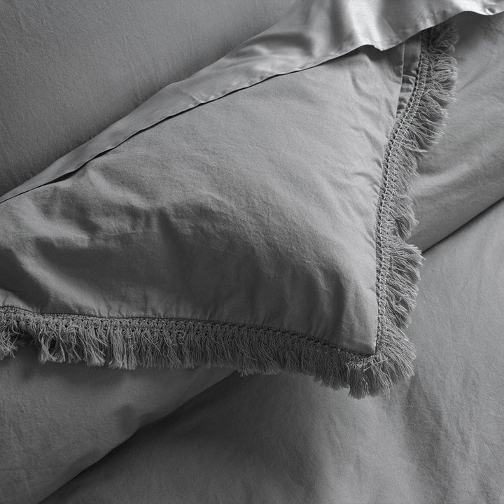 Ultra Soft Cotton Duvet Cover Set-Grey Tassel - phfmart
