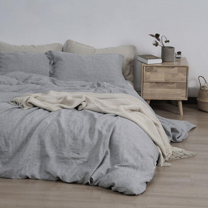 Linen Duvet Cover Set-Light Grey - phfmart