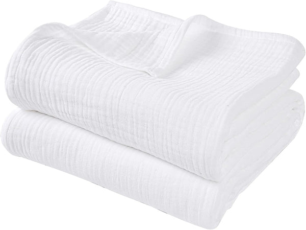 PHF Cotton Muslin Blanket-White