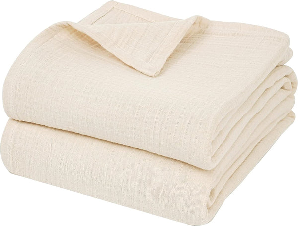 PHF Cotton Muslin Blanket-Beige/Linen