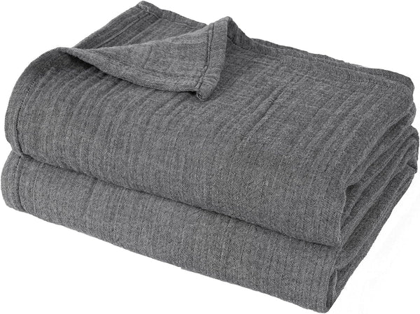 PHF Cotton Muslin Blanket-Charcoal